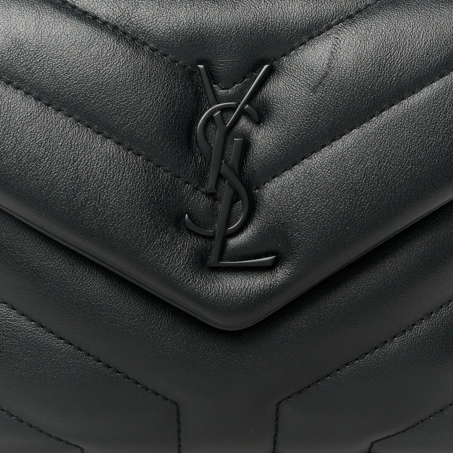 Calfskin Y Quilted Monogram Monochrome Toy Loulou Crossbody Bag Black