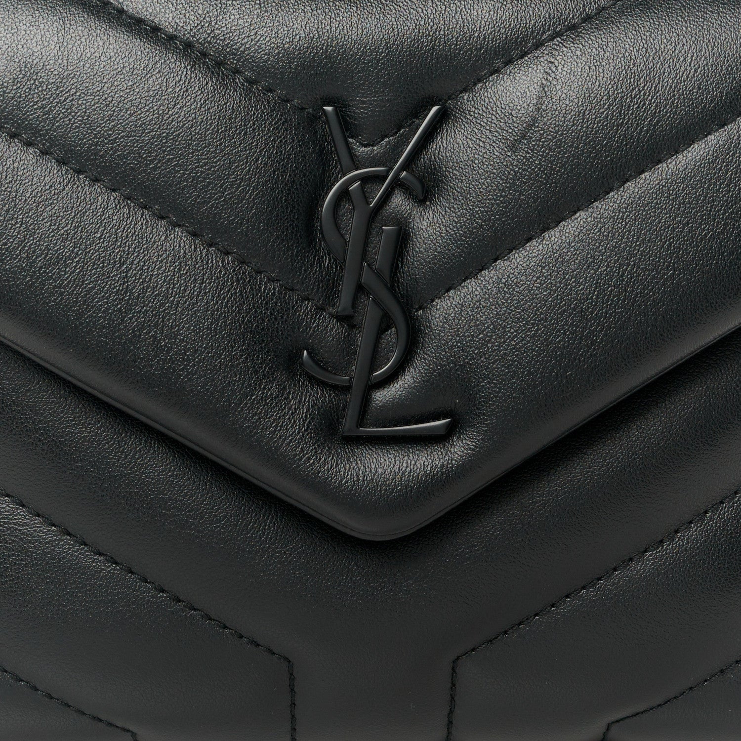 Saint Laurent Calfskin Y Quilted Monogram Monochrome Toy Loulou Crossbody Bag Black 9 of 11