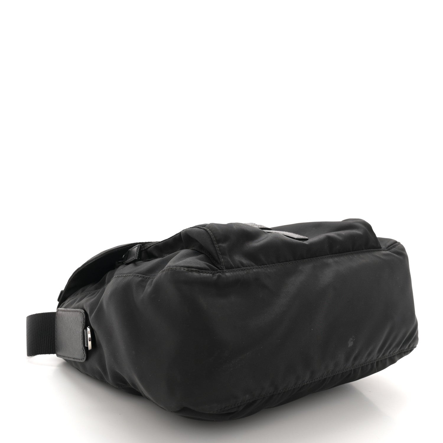 Prada Re-Nylon Vela Saffiano Pocket Single Buckle Messenger Shoulder Bag Black 4 of 13