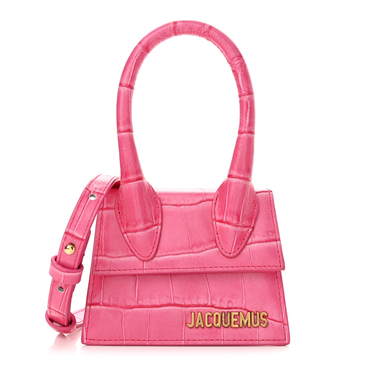 Jacquemus Calfskin Crocodile Embossed Le Chiquito Dark Pink 1 of 10