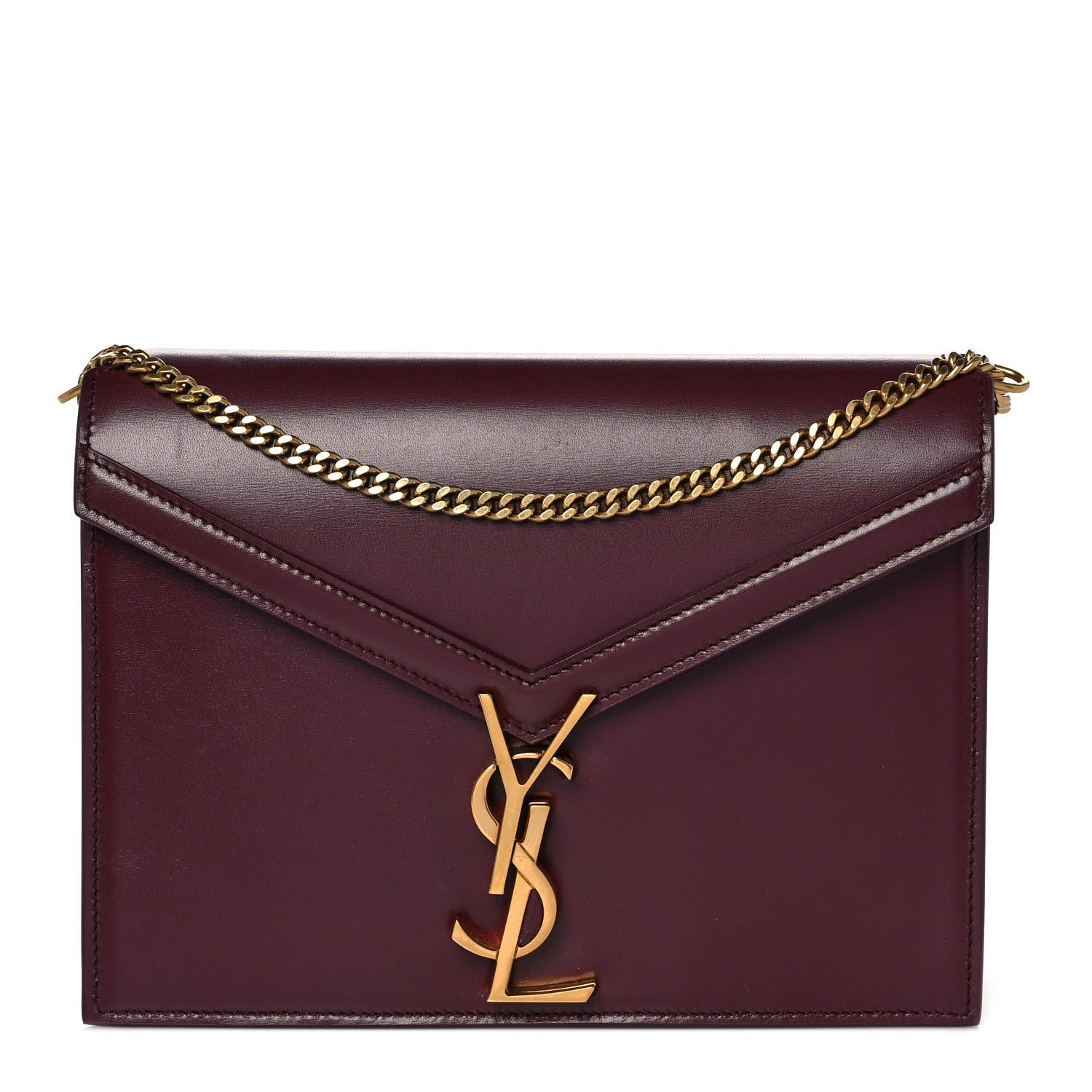 Saint Laurent Smooth Calfskin Monogram Cassandra Clasp Bag Rouge Legion 1 of 8
