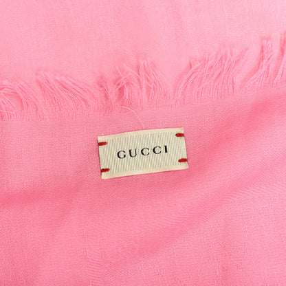 Gucci Wool Silk GG Monogram Fringe Scarf Pink 4 of 4