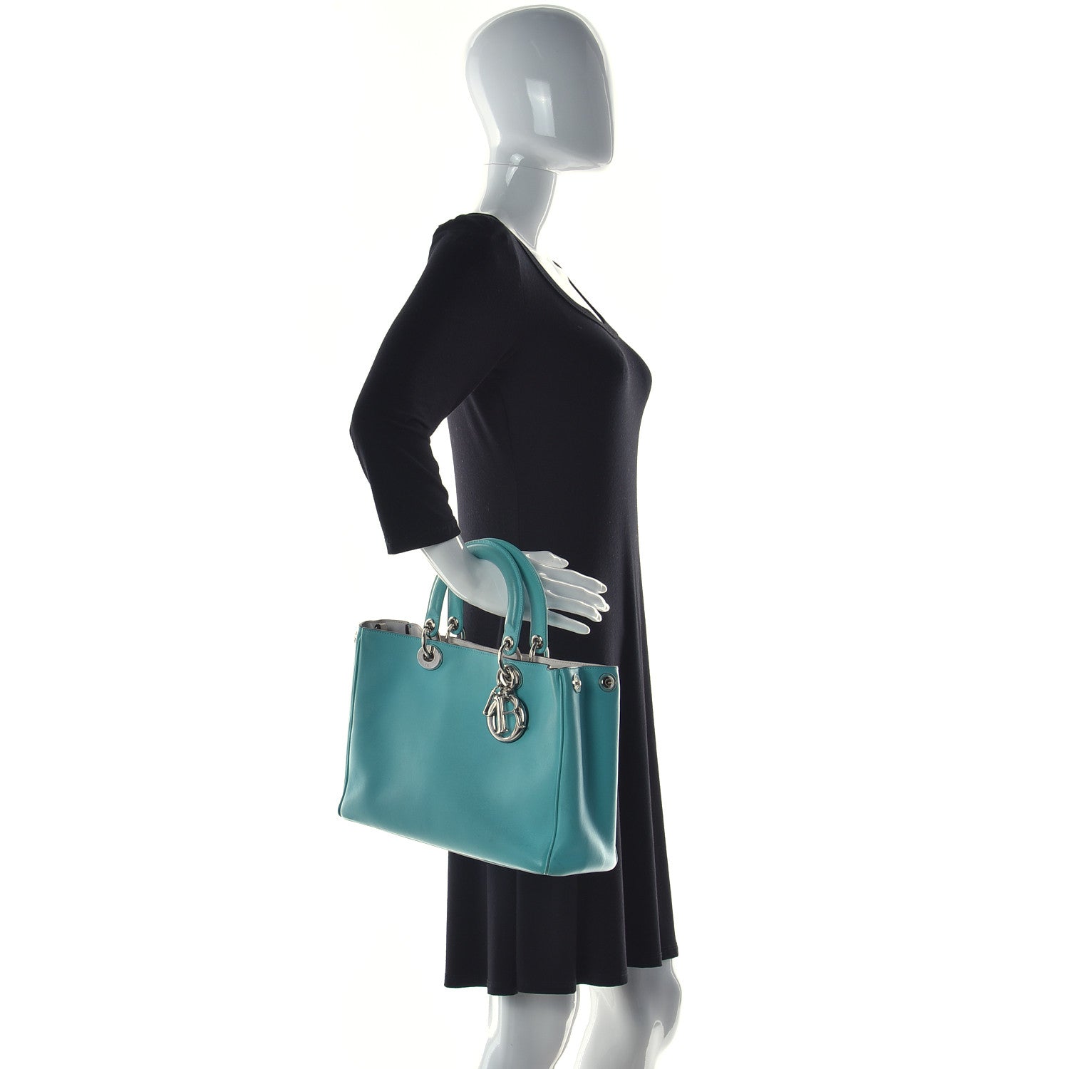 Christian Dior Smooth Calfskin Medium Diorissimo Tote Blue 5 of 25