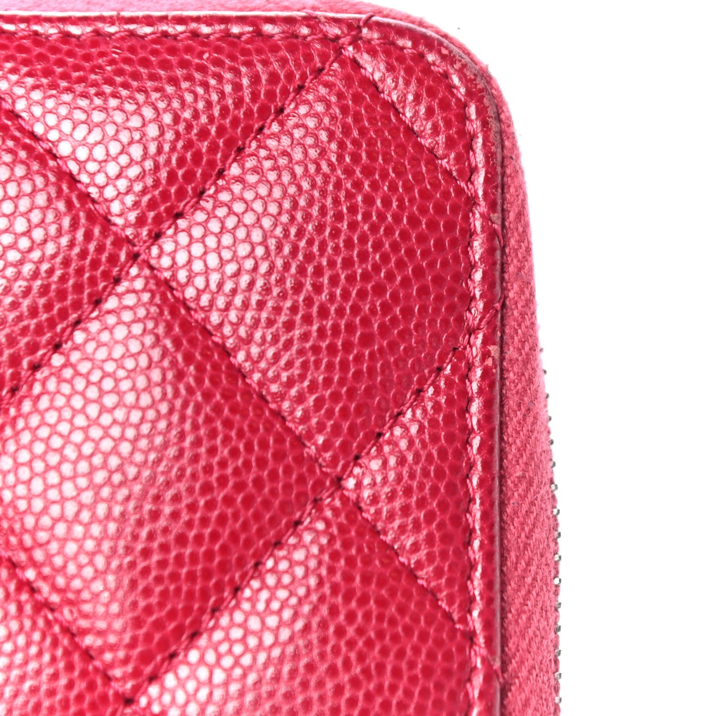 Caviar Quilted Medium Zip Around Wallet Red