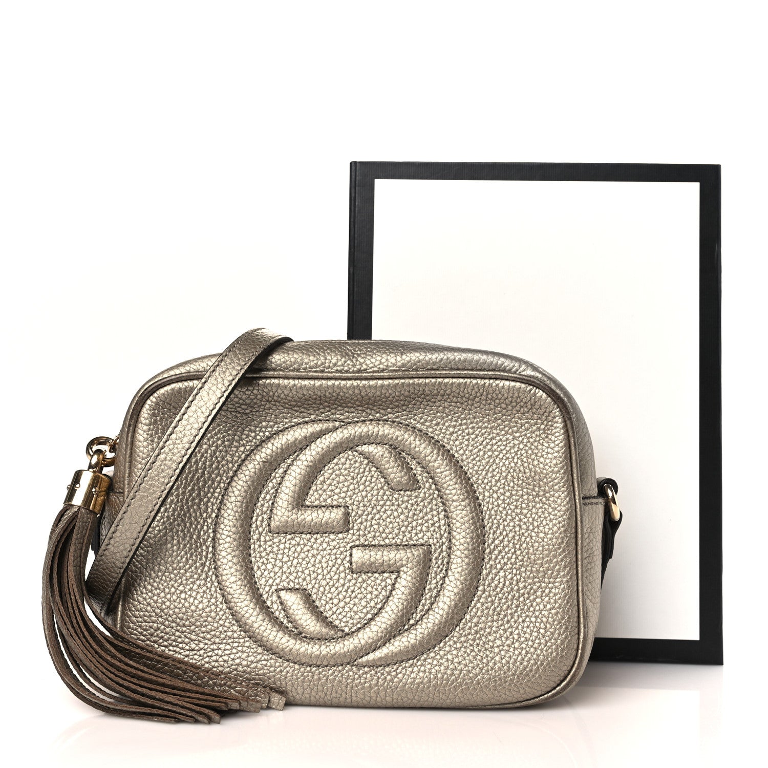 Gucci Metallic Pebbled Calfskin Small Soho Disco Bag Golden Beige 10 of 10