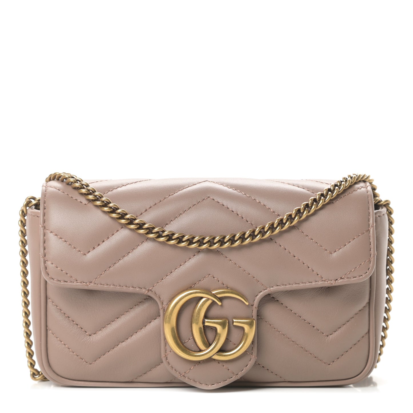 Calfskin Matelasse Super Mini GG Marmont Shoulder Bag Porcelain Rose