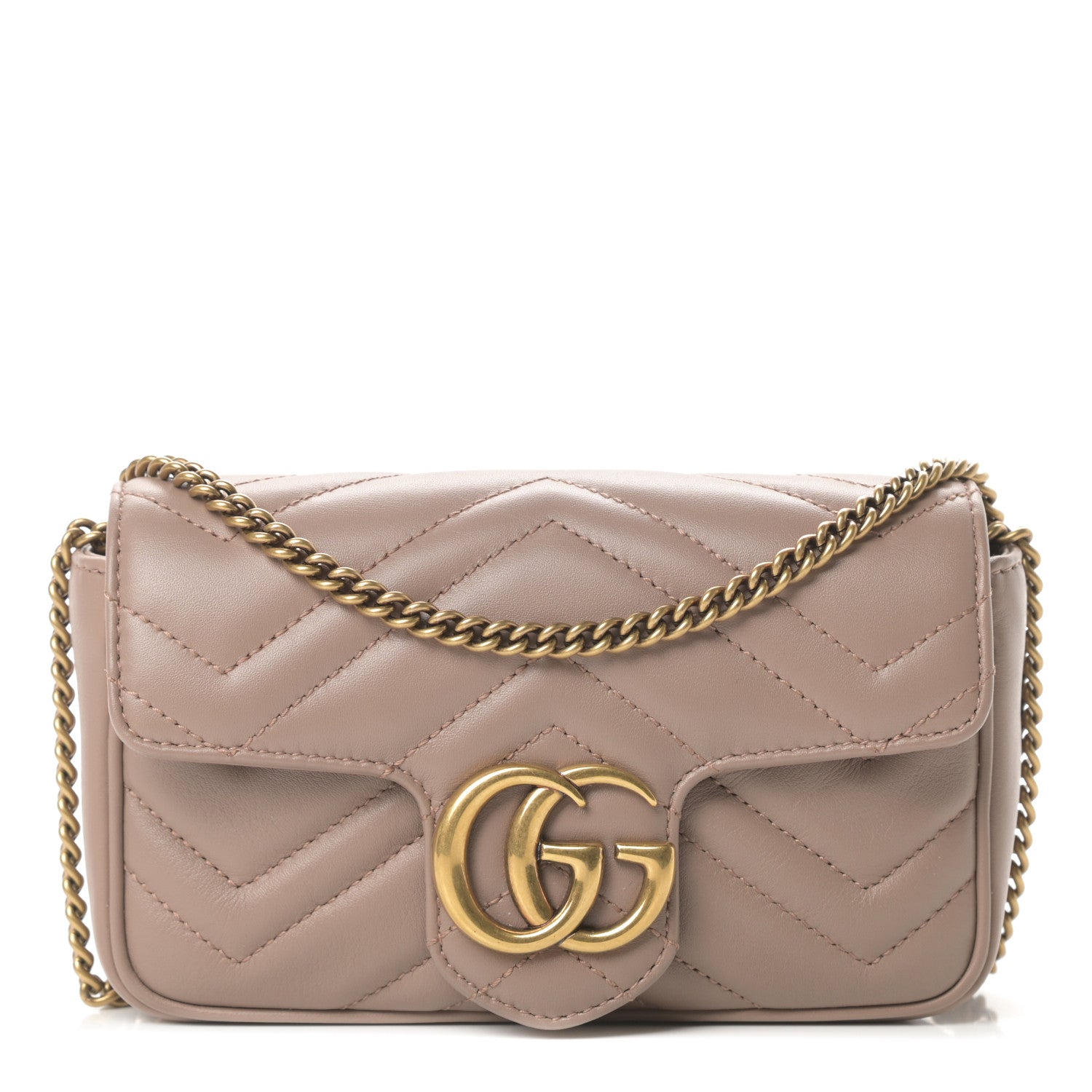 Gucci Calfskin Matelasse Super Mini GG Marmont Shoulder Bag Porcelain Rose 1 of 12