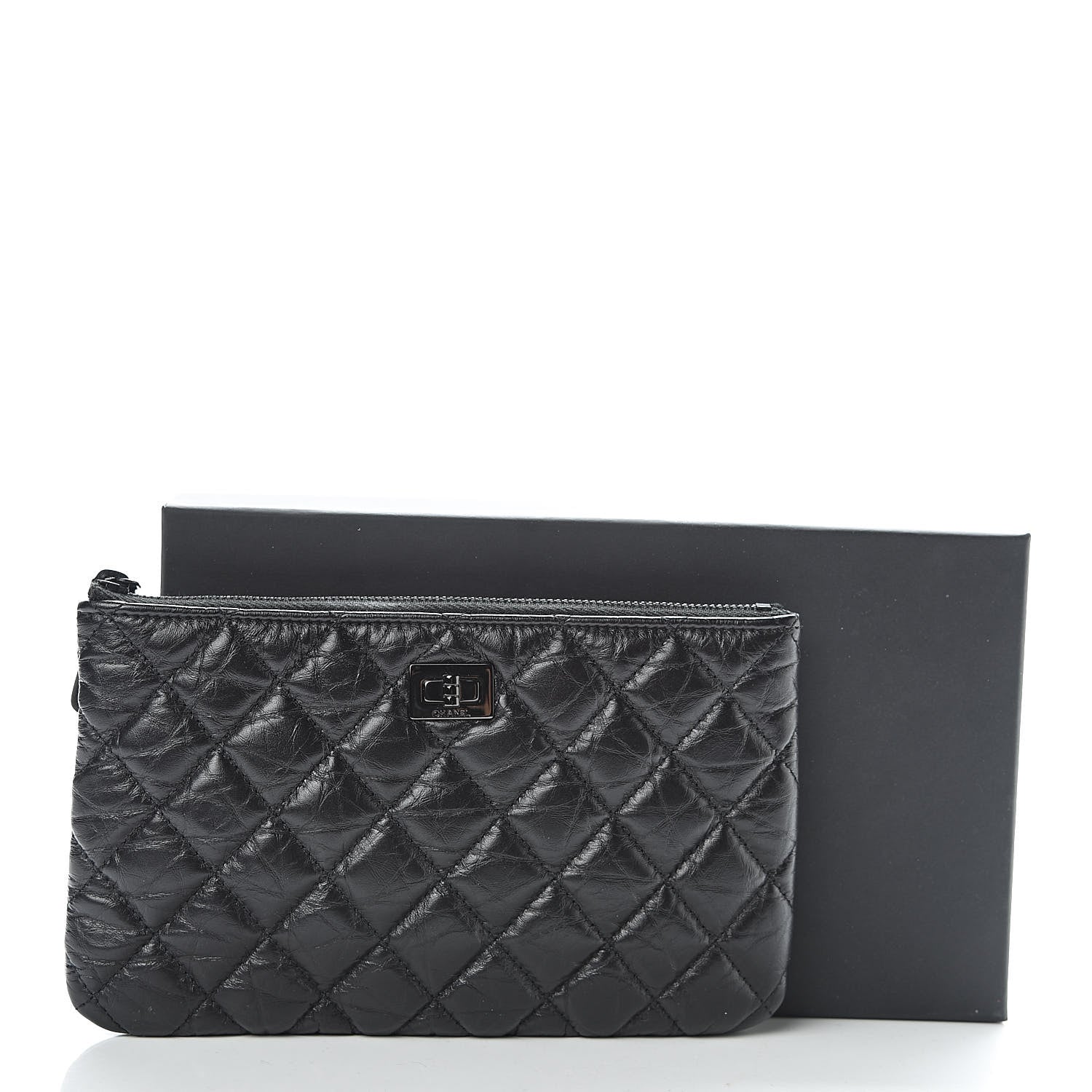 Chanel Aged Calfskin Quilted Medium Reissue Cosmetic Case So Black 8 of 8