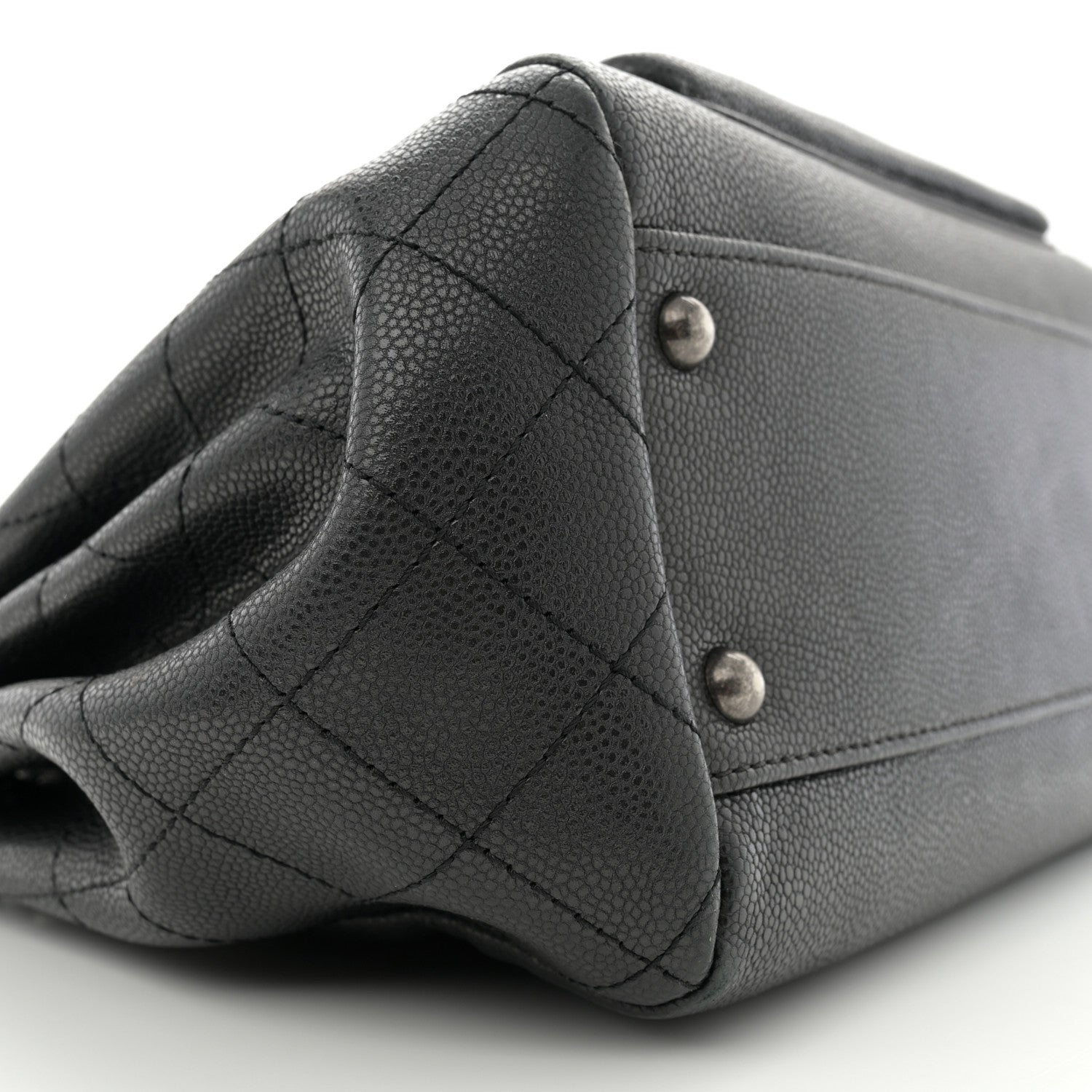 Chanel Caviar Quilted CC Accordion Shopping Bag Black 9 of 15
