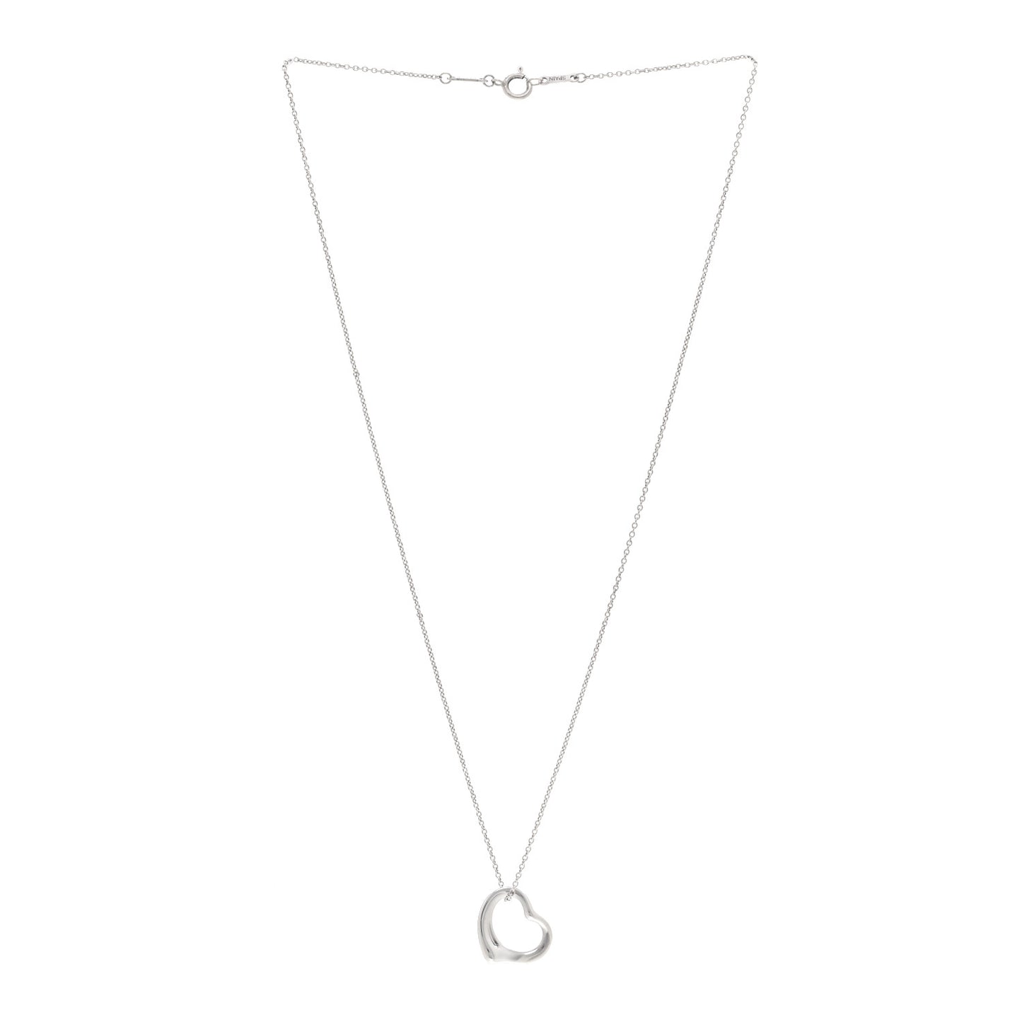 Sterling Silver 16mm Elsa Peretti Open Heart Pendant Necklace