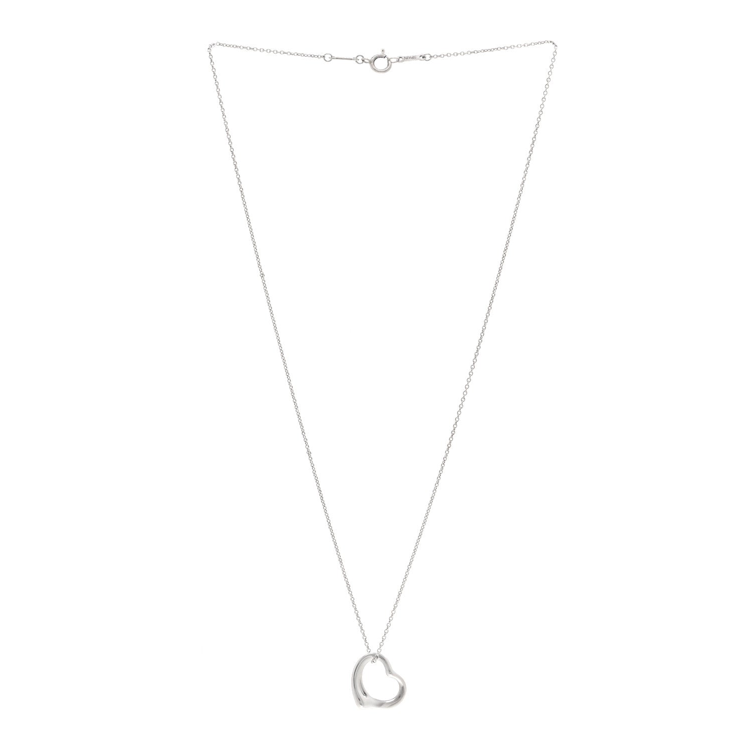 Tiffany Sterling Silver 16mm Elsa Peretti Open Heart Pendant Necklace 3 of 4