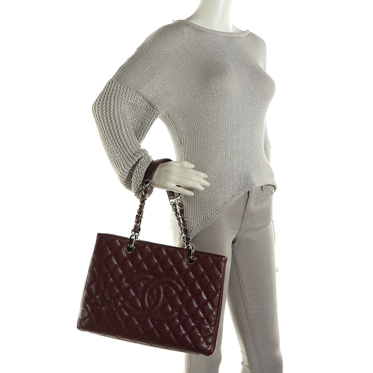 Chanel Caviar Quilted Grand Shopping Tote GST Bordeaux 2 of 8