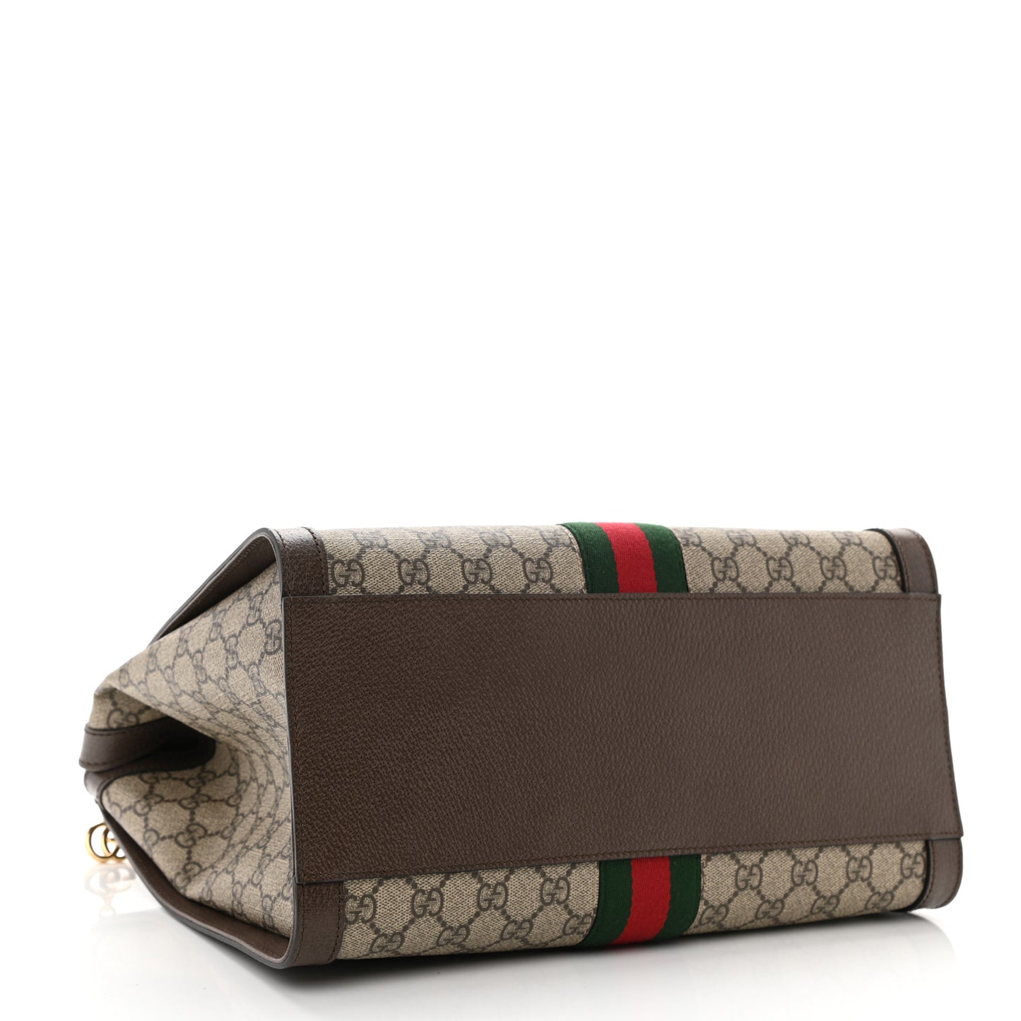 GG Supreme Monogram Web Medium Ophidia Tote Bag Brown