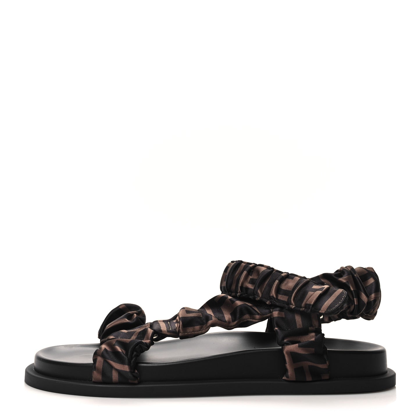 Satin FF Ruched Sandals 39 Tobacco Black
