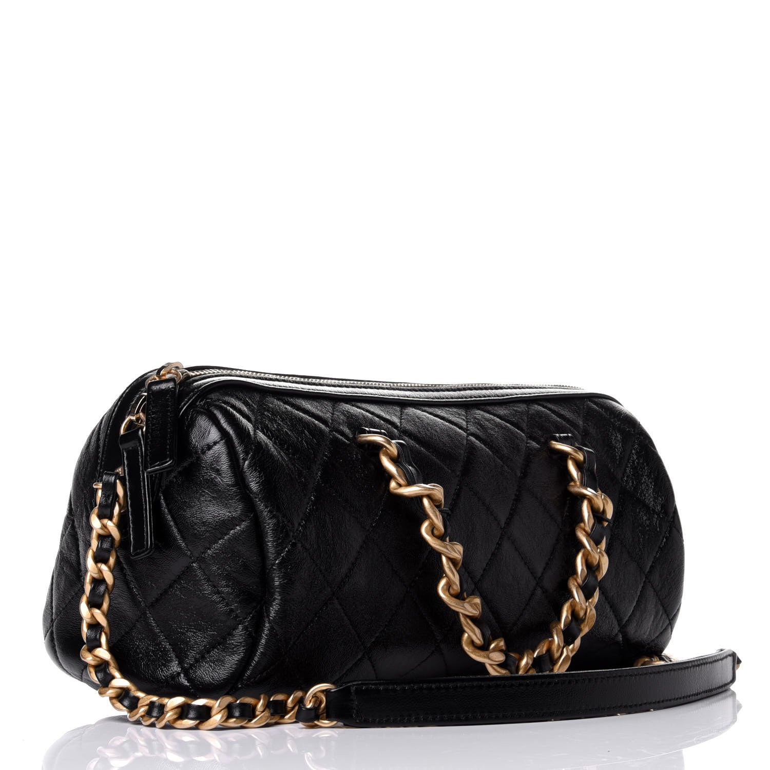 Chanel Shiny Lambskin Quilted Fashion Therapy Bowling Bag Black 3 of 10