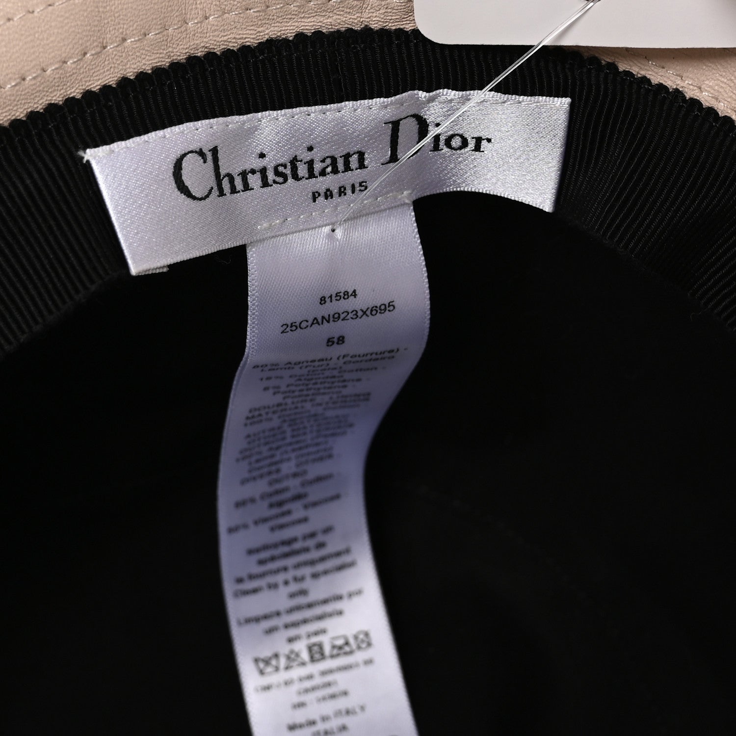 Christian Dior Shearling Cannage D-Bobby Bucket Hat 58 Ecru 8 of 8