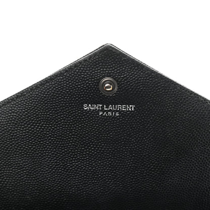 Saint Laurent Grain De Poudre Matelasse Chevron Monogram Chain Wallet Black 6 of 11