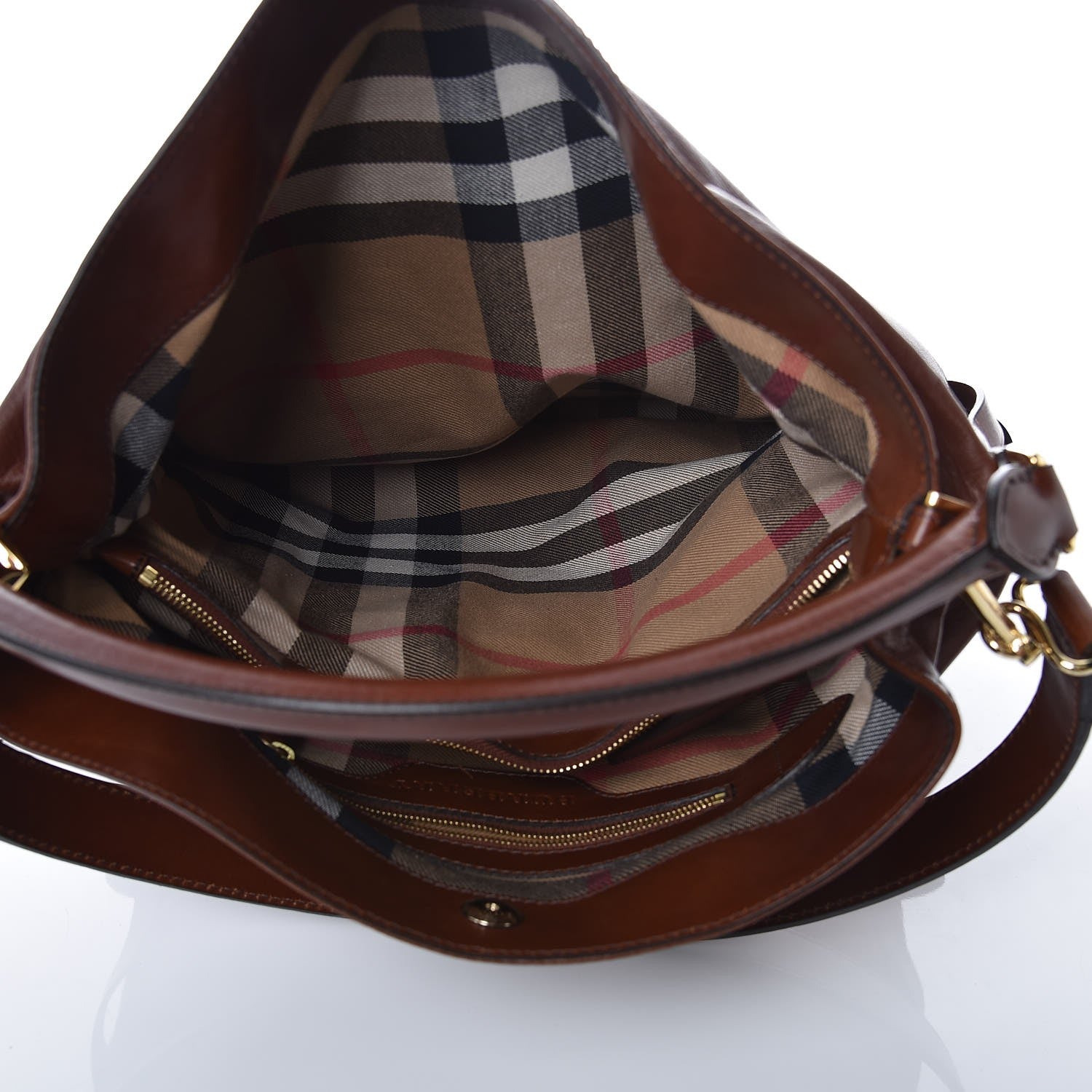 Burberry Soft Lambskin Bridle Calfskin Medium Gosford Hobo Dark Tan 5 of 7
