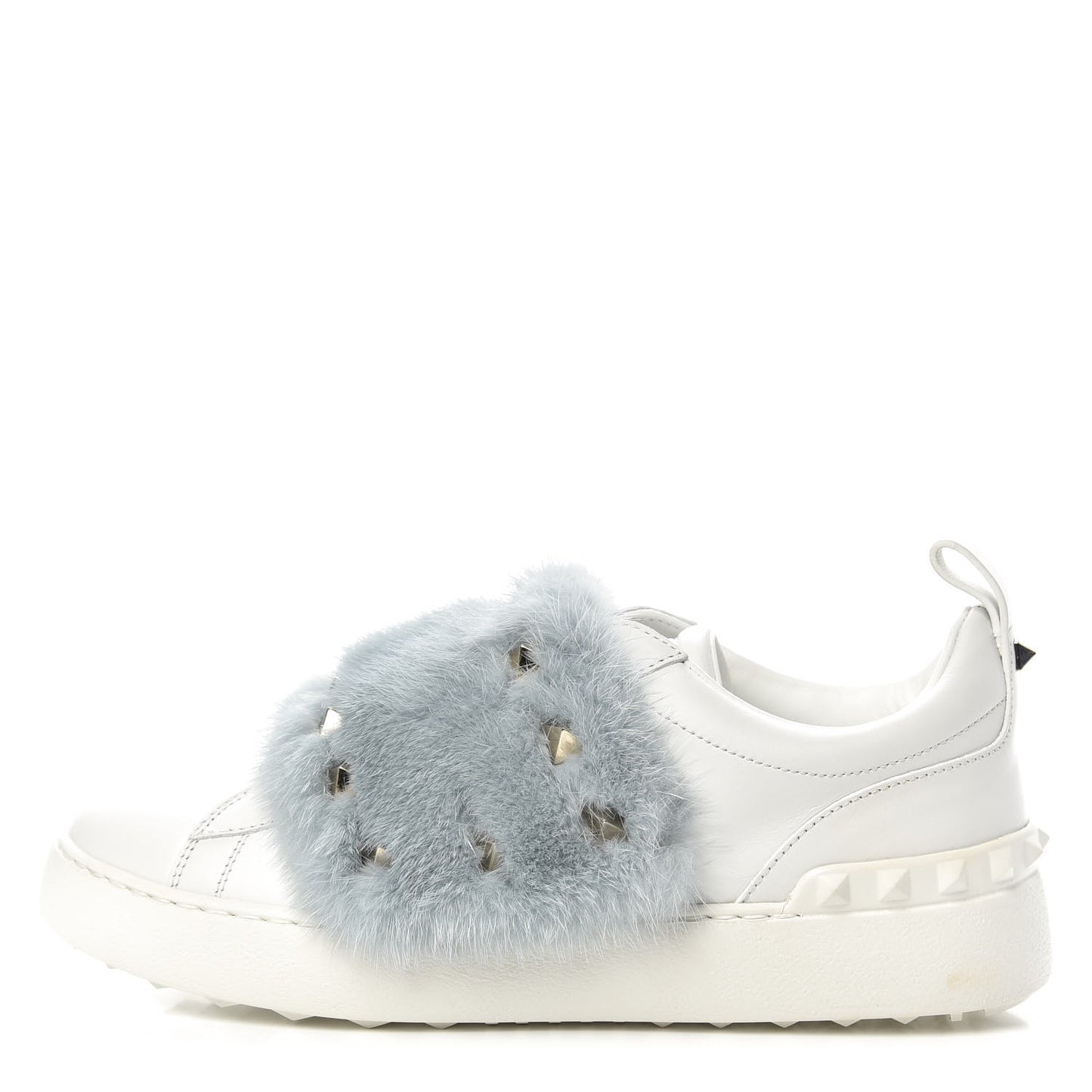 Calfskin Mink Fur Sneakers 37 White Niagara
