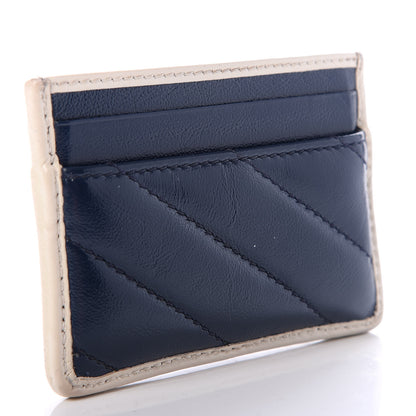 Gucci Vintage Effect Calfskin Matelasse Diagonal Torchon GG Marmont Card Holder Blue Agata Mystic White 3 of 7