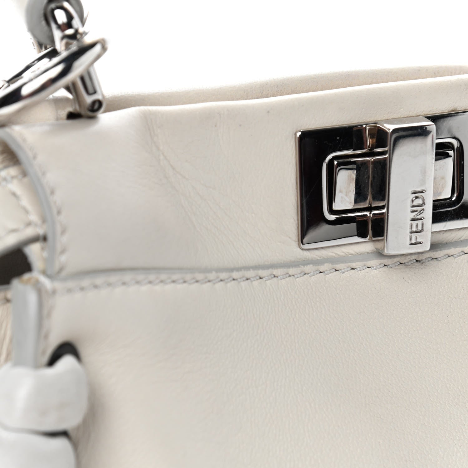 Fendi Nappa Lace Up Mini Peekaboo Iconic Satchel Bianco Carta 7 of 7