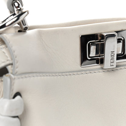 Fendi Nappa Lace Up Mini Peekaboo Iconic Satchel Bianco Carta 7 of 7