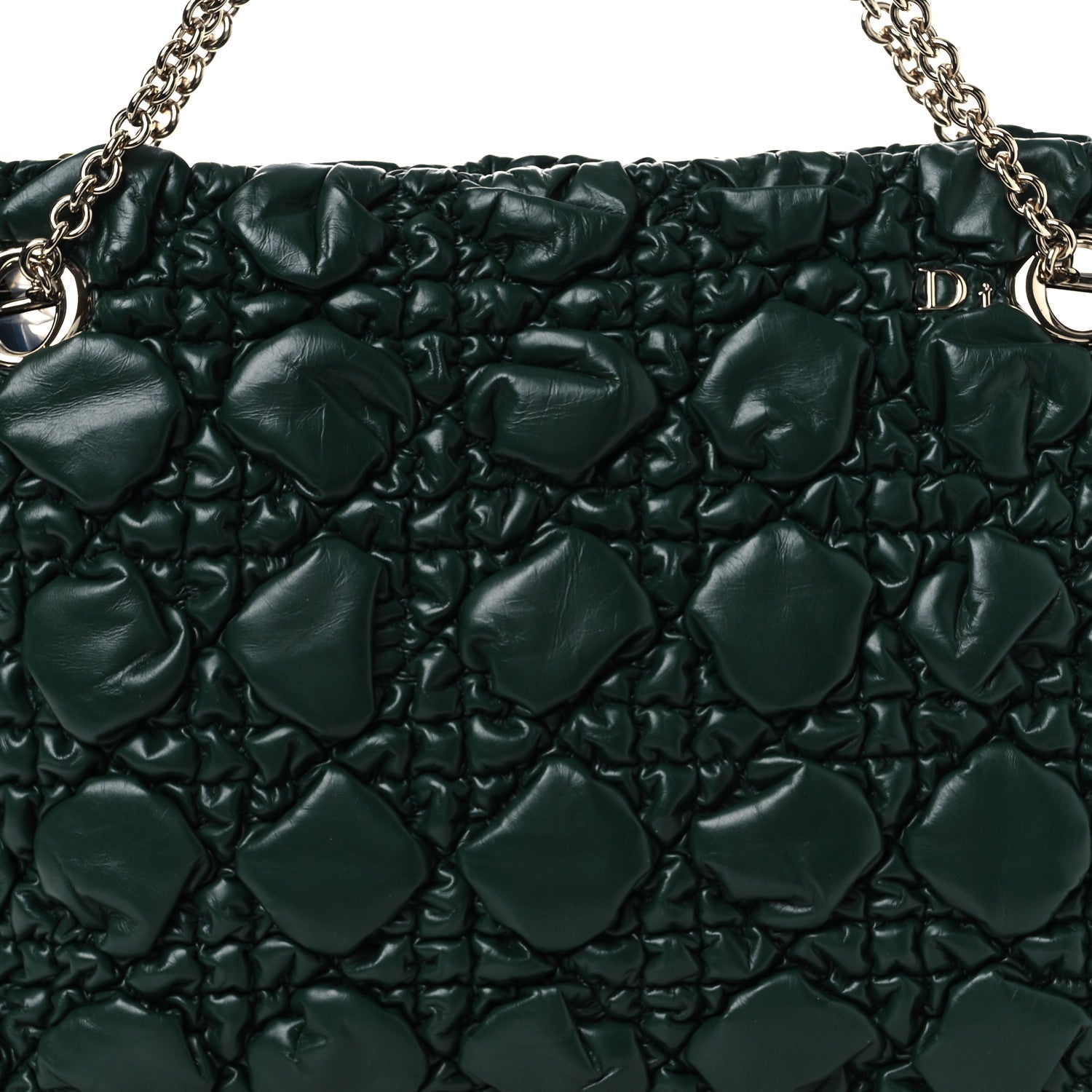 Christian Dior Calfskin Puffy Macrocannage Medium Dior Crunchy Bag  Forest Bloom 8 of 10