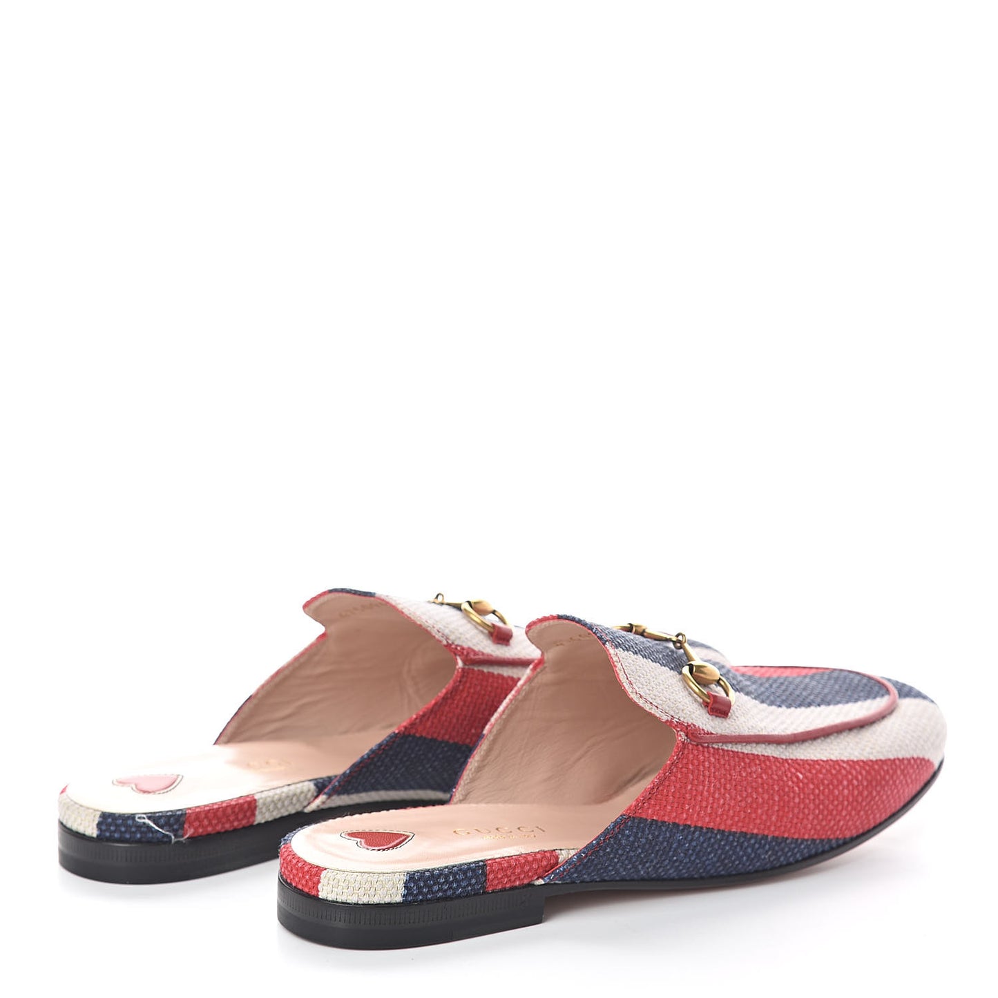 Canvas Sylvie Stripe Womens Princetown Slippers 37 Mystic White Hibiscus Red Maritime