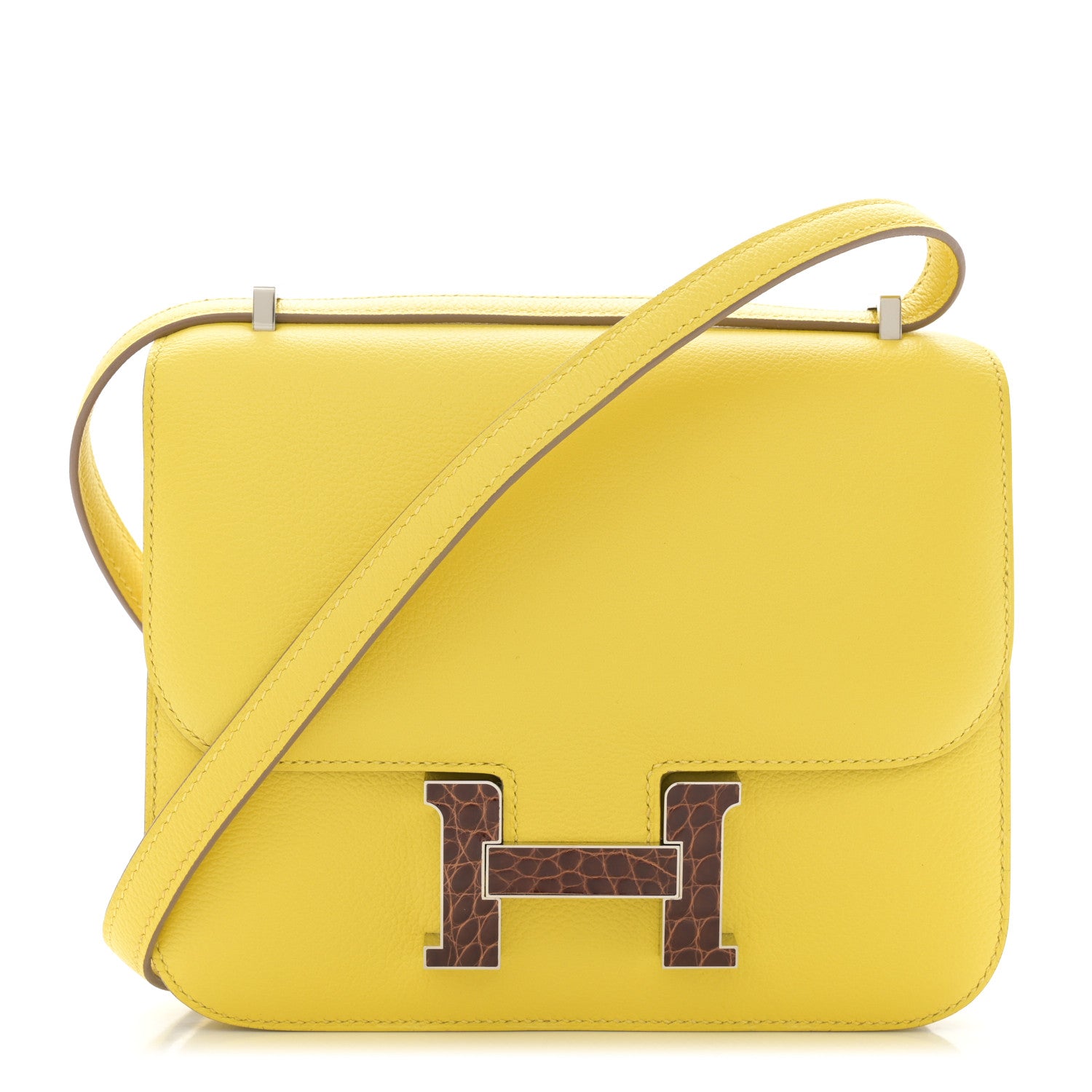 Hermes Evercolor Shiny Alligator Constance 18 Lime Miel 1 of 11