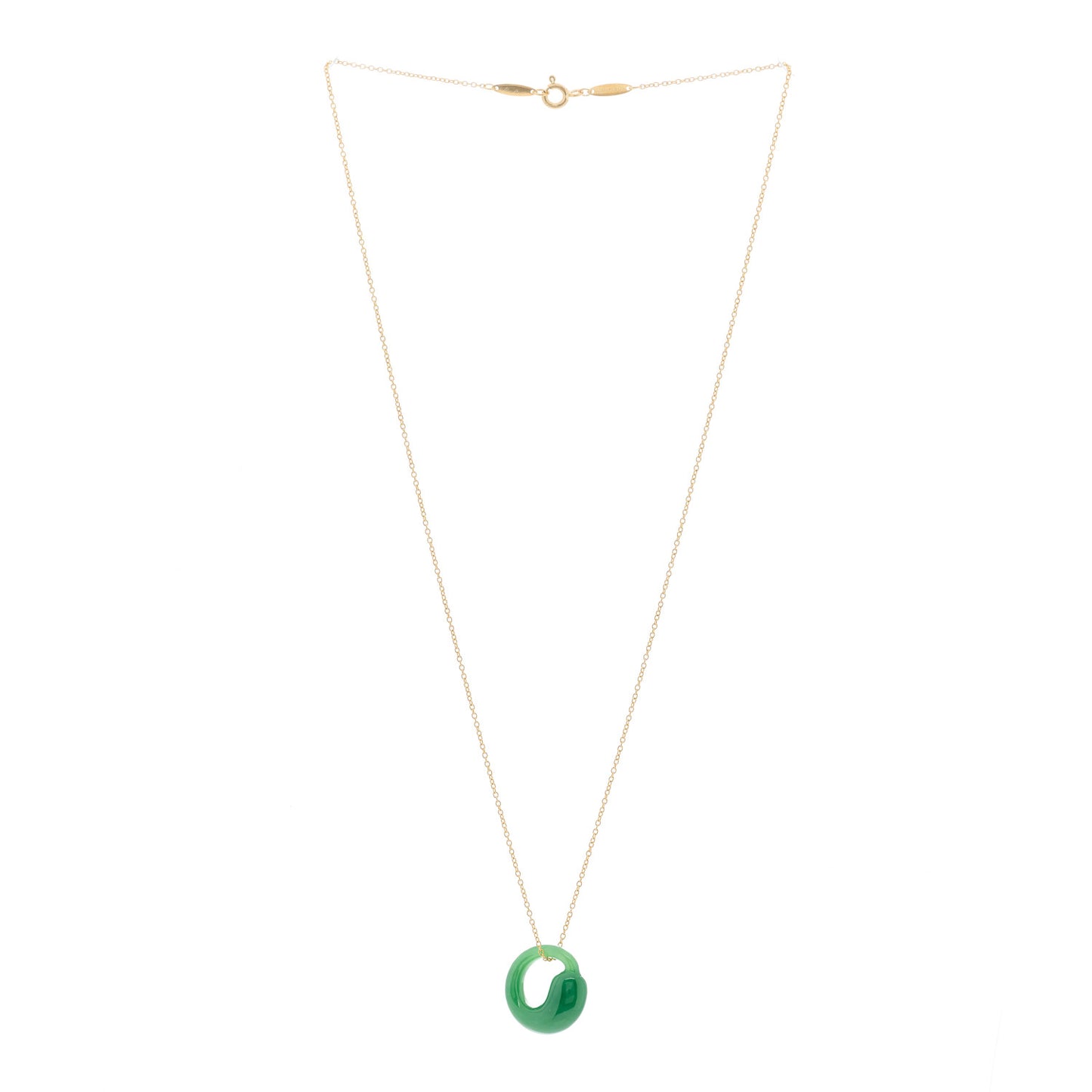 18K Yellow Gold Jade Elsa Peretti Eternal Circle Necklace