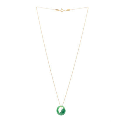 Tiffany 18K Yellow Gold Jade Elsa Peretti Eternal Circle Necklace 2 of 5