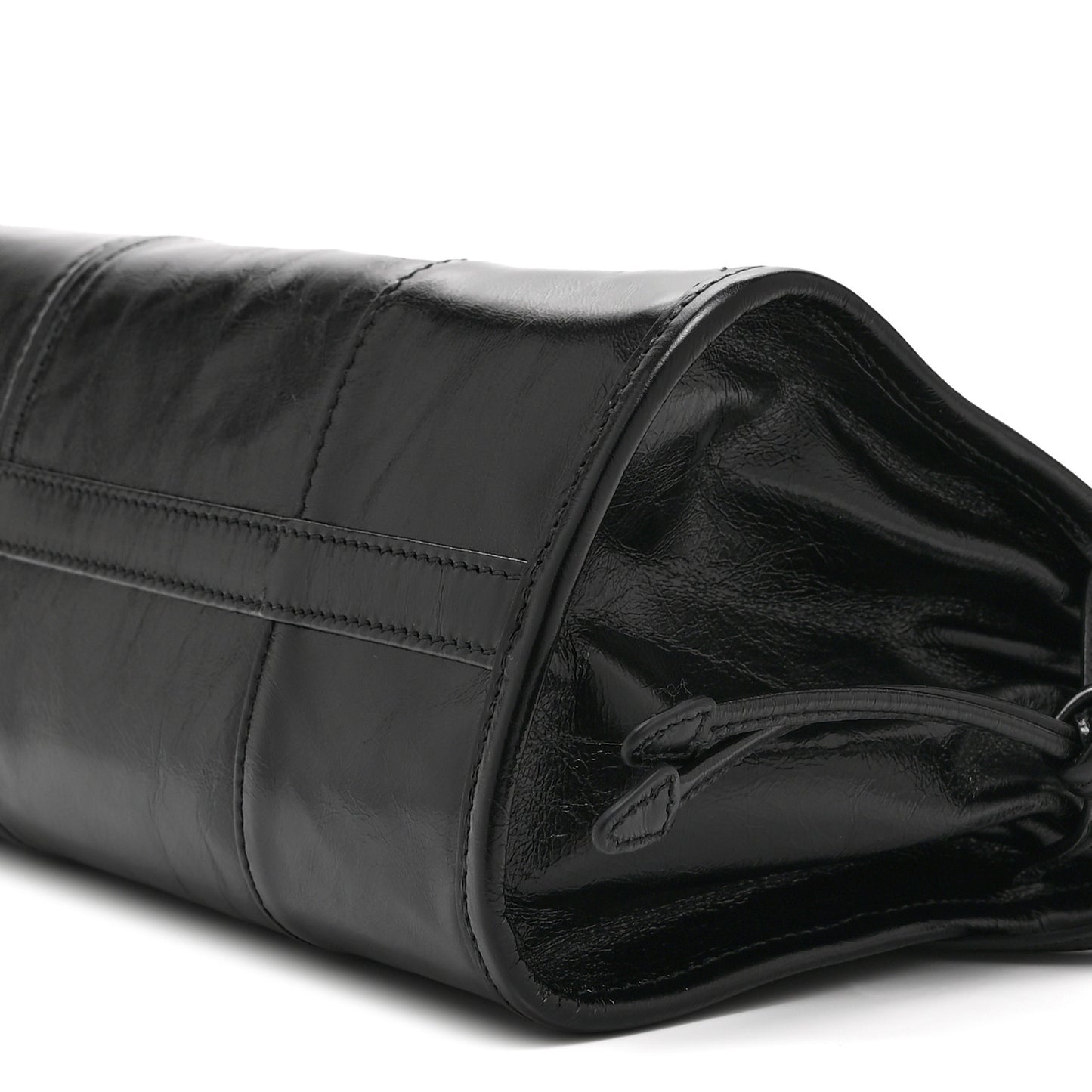 Glossy Calfskin Triangle Medium Bonnie Shoulder Bag Black