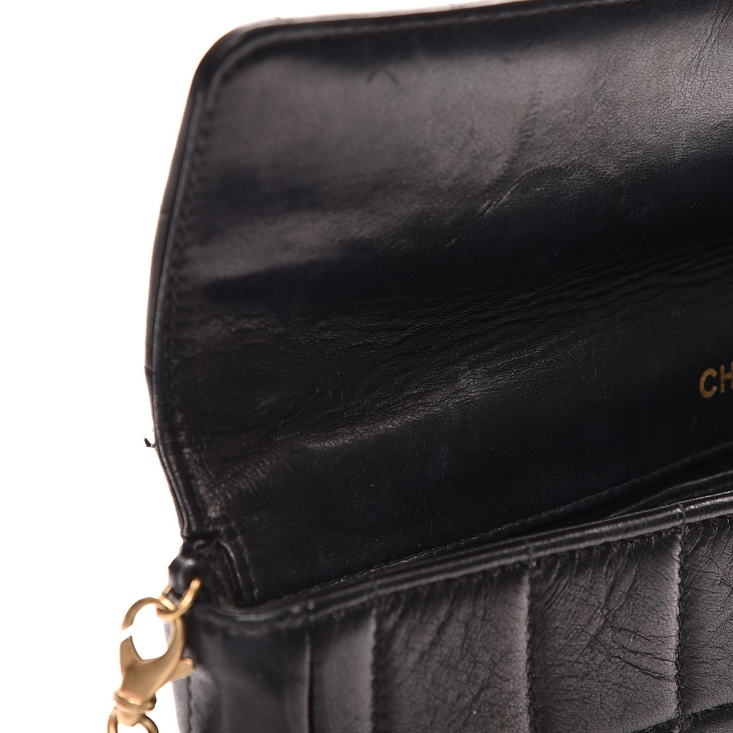 Lambskin Quilted East West Chocolate Bar Flap Black