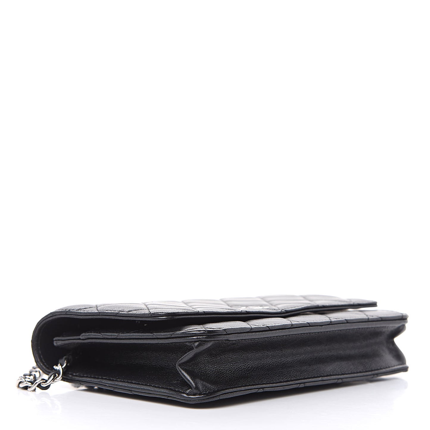 Lambskin Quilted Wallet On Chain WOC Black