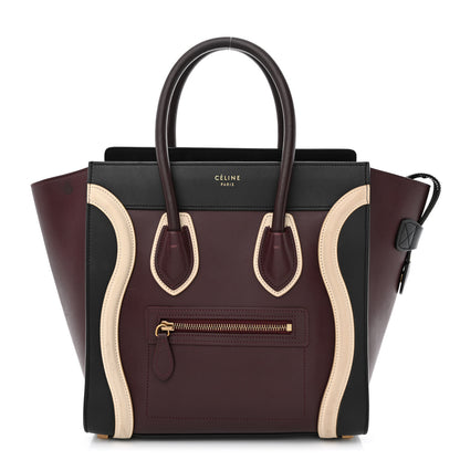 Celine Smooth Calfskin Micro Tri-Color Luggage Burgundy 1 of 23