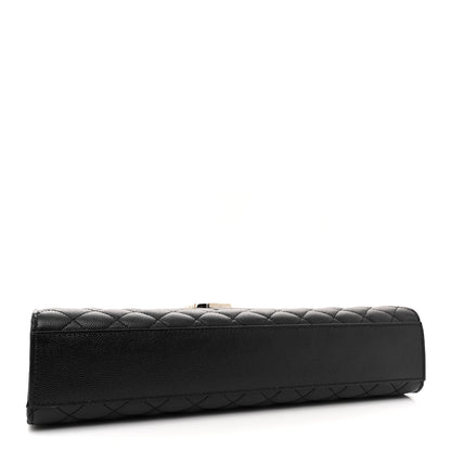 Saint Laurent Grain De Poudre Textured Mixed Matelasse Large Triquilt Monogram Satchel Black 4 of 11