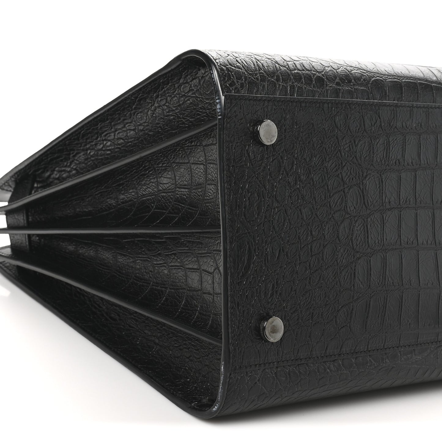 Calfskin Crocodile Embossed Large Sac De Jour Carryall Black