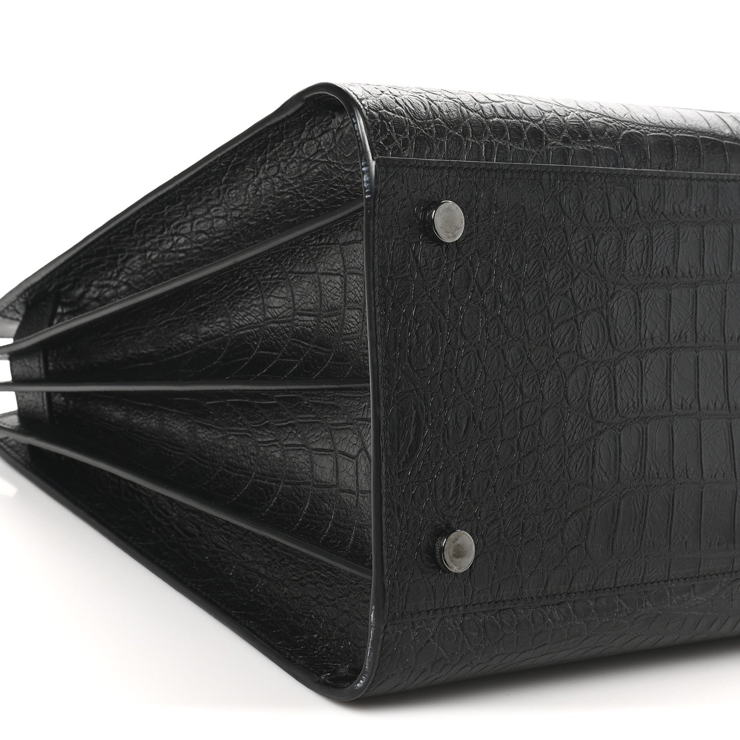 Saint Laurent Calfskin Crocodile Embossed Large Sac De Jour Carryall Black 9 of 10
