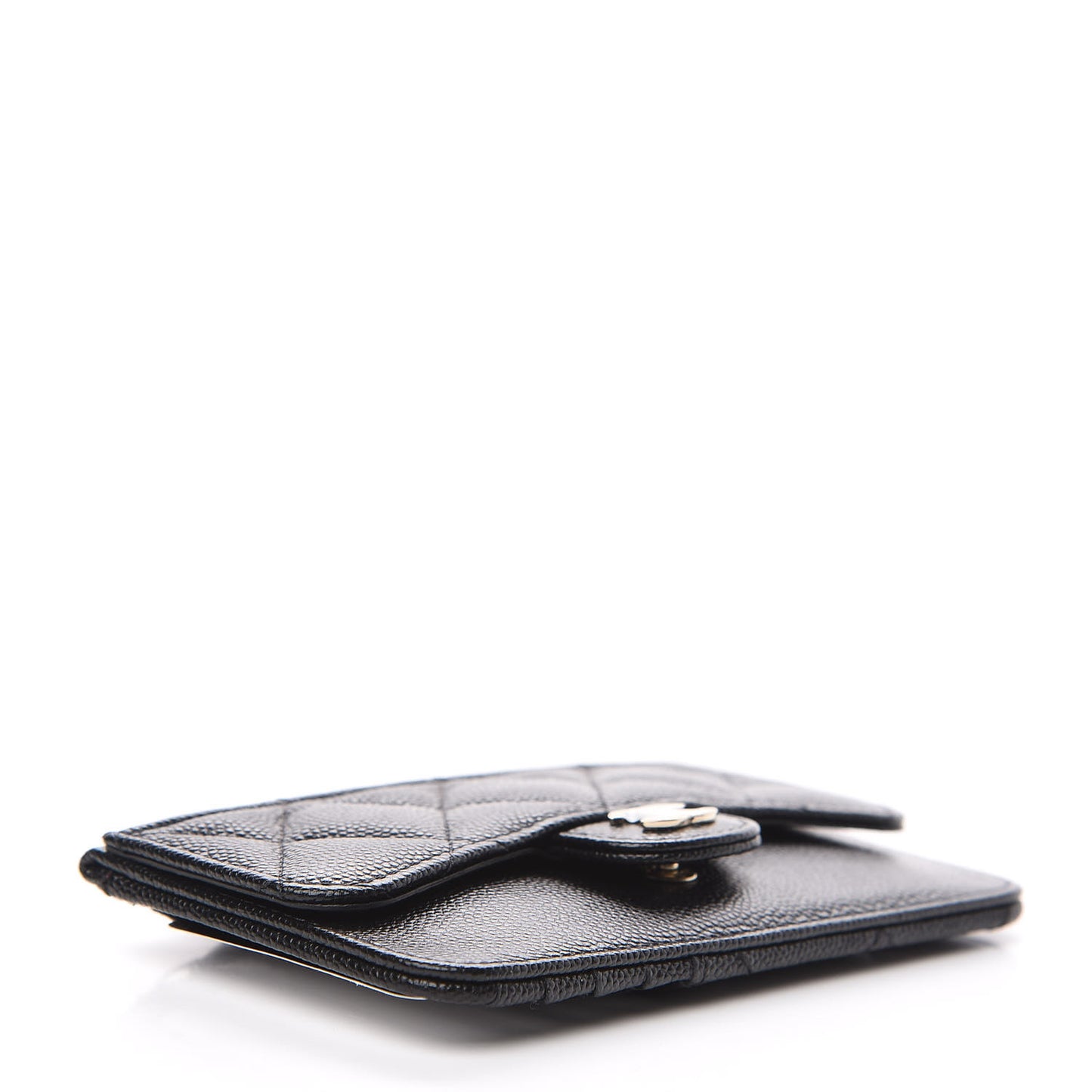 Caviar Quilted Flap Zip Card Holder Black