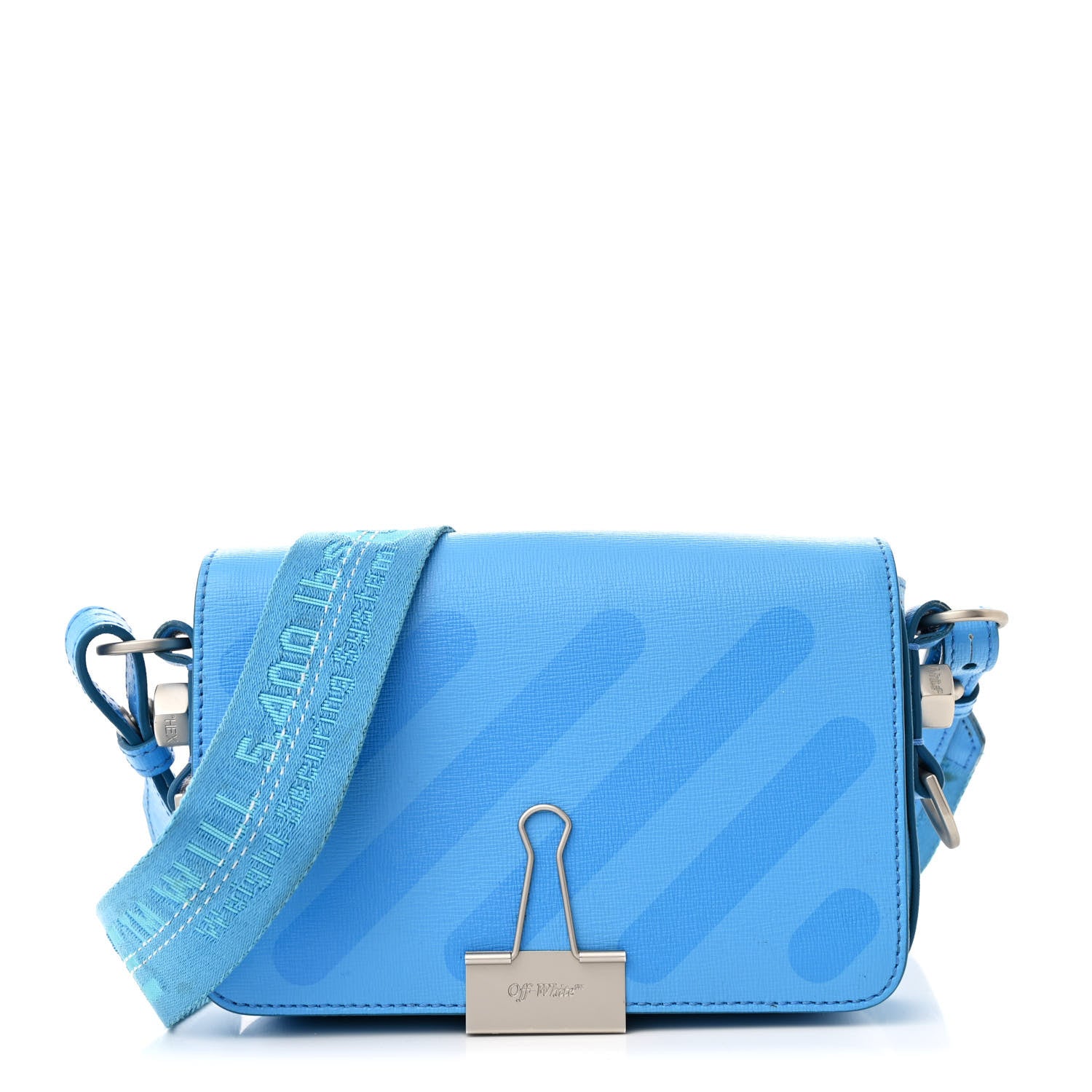 Off-White Saffiano Striped Mini Diag Binder Clip Bag Blue 1 of 18