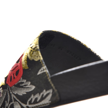 Gucci Jacquard Floral Blind for Love Slide Sandals 39 Black Multicolor 6 of 9