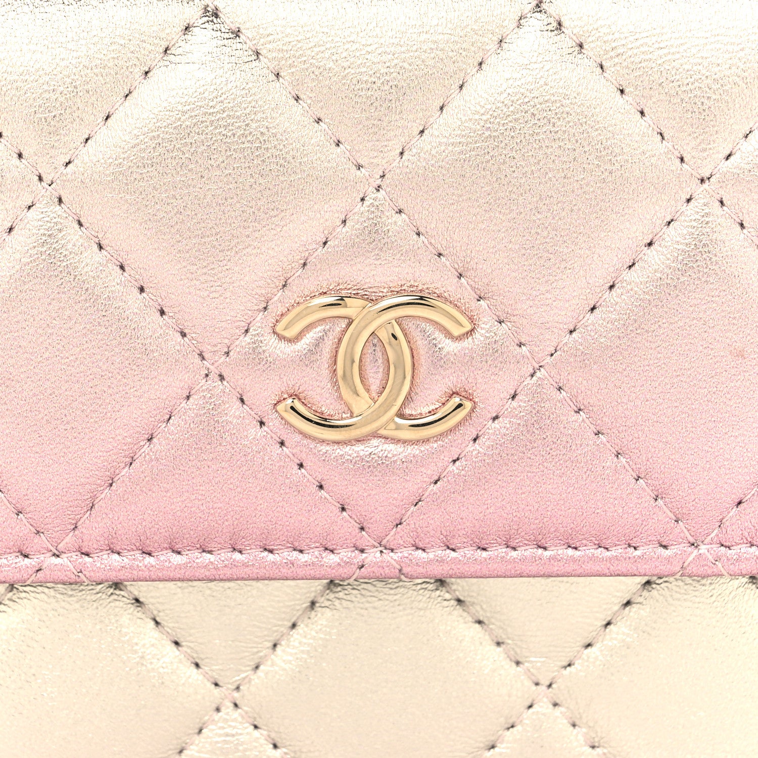 Chanel Gradient Metallic Lambskin Quilted Flap Chain Belt Bag Gold Pink 8 of 11