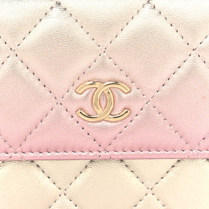 Chanel Gradient Metallic Lambskin Quilted Flap Chain Belt Bag Gold Pink 8 of 11