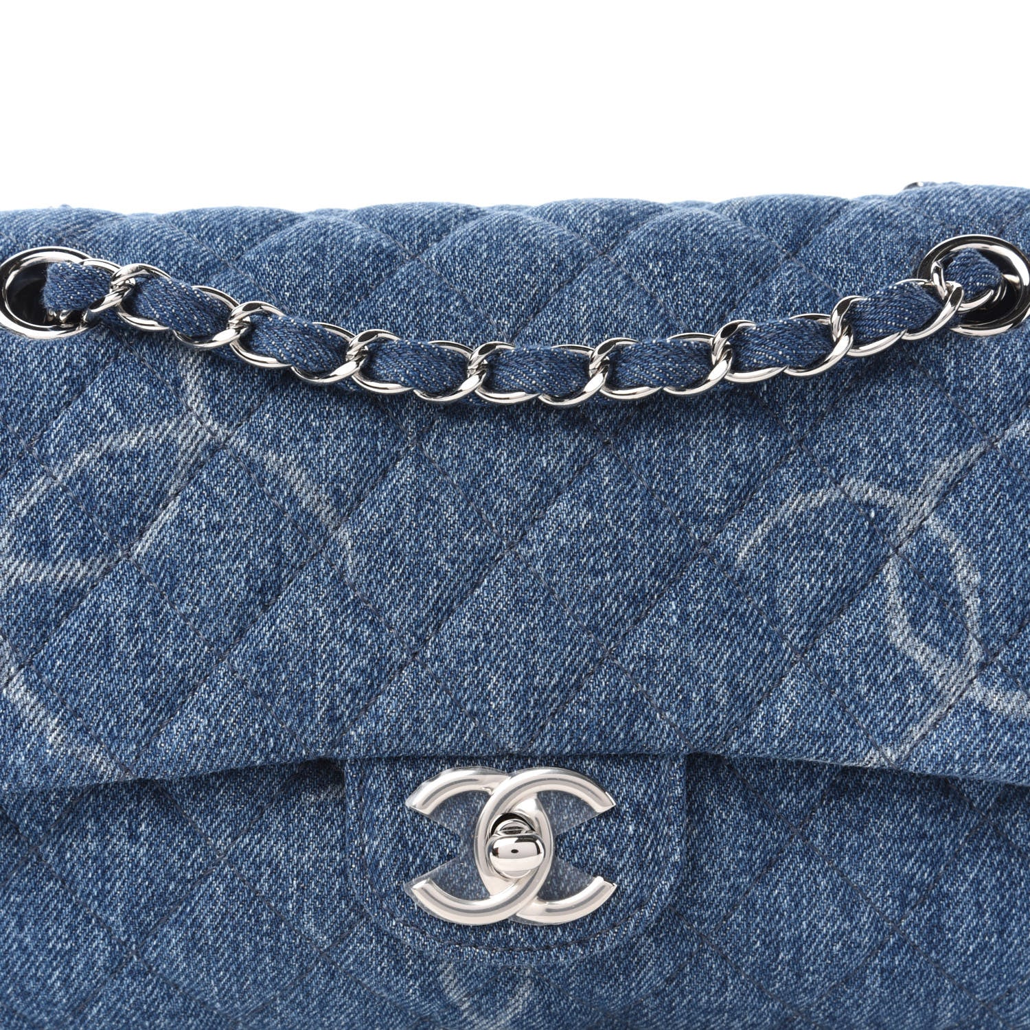 Chanel Denim Quilted CC Print Medium Single Flap Blue 11 of 11