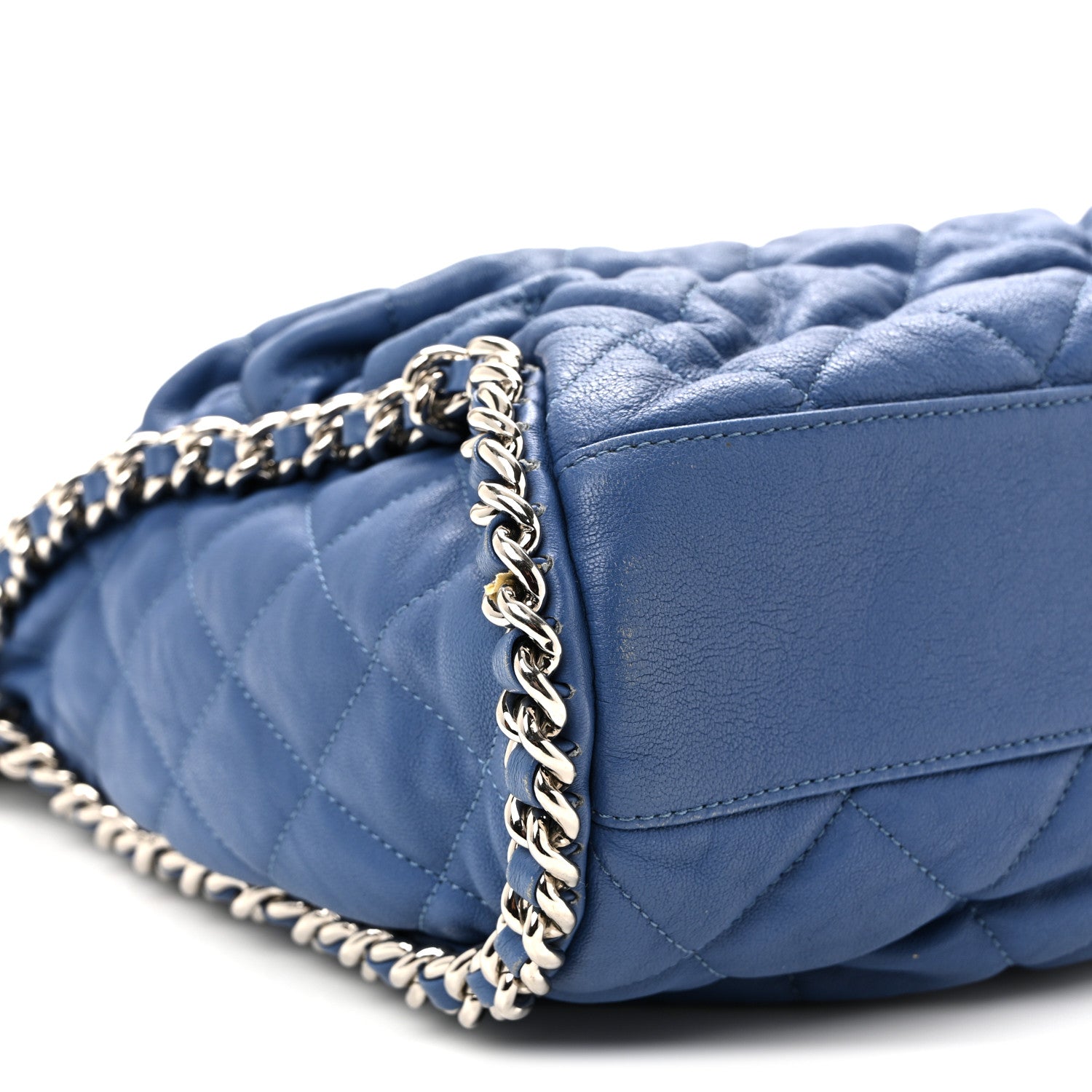 Chanel Washed Lambskin Chain Around Hobo Blue 9 of 10