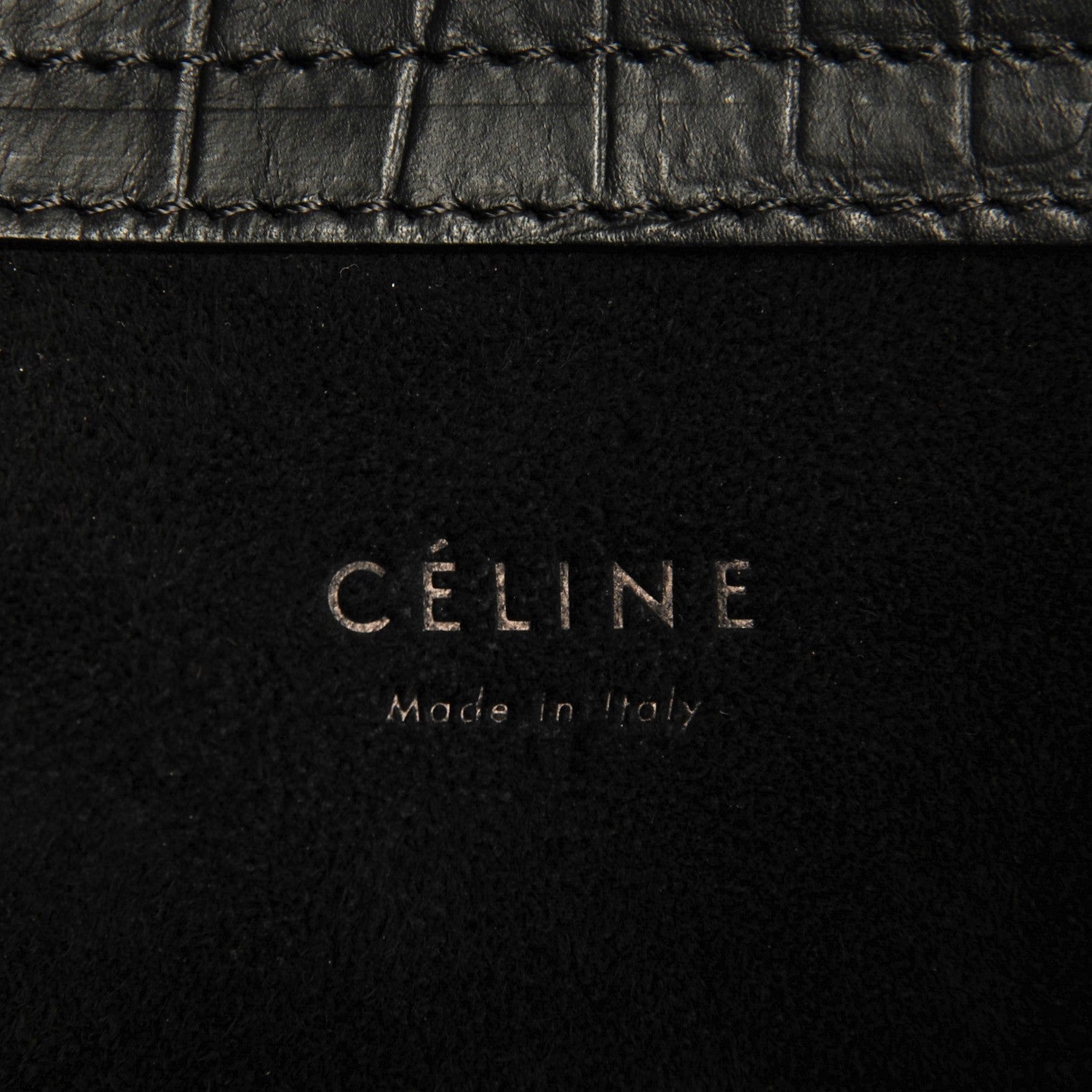 Celine Crocodile Embossed Calfskin Medium Phantom Luggage Black 6 of 7