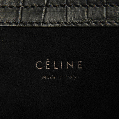 Celine Crocodile Embossed Calfskin Medium Phantom Luggage Black 6 of 7