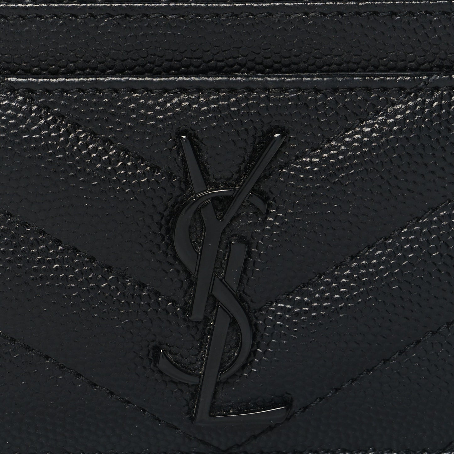 Grain De Poudre Matelasse Chevron Monochrome Monogram Credit Card Case Black