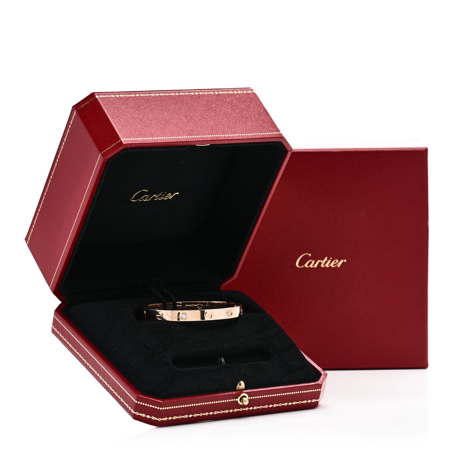 18K Pink Gold 4 Diamond LOVE Bracelet 16