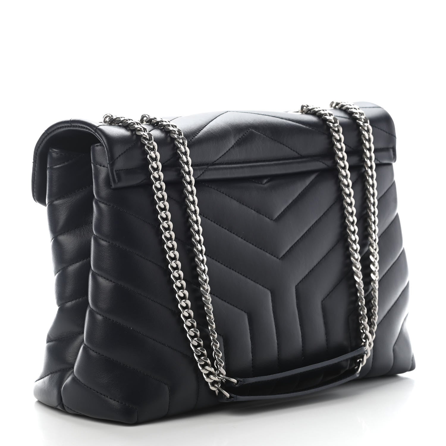 Saint Laurent Calfskin Y Quilted Monogram Medium Loulou Chain Satchel Medium Blue 3 of 8